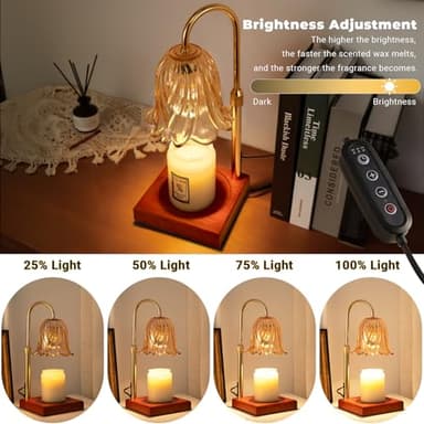 GODONLIF Candle Warmer Lamp with Timer Dimmable, Birthday Gifts for Women Mom, House Warming Gifts New Home Decor, Wax Melt Warmer for Jar Candles with 2 Bulbs - Image 3