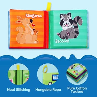 JOYIN 12 Pcs Bath Books, Nontoxic Fabric Soft Crinkly Cloth Books, Waterproof, Bathtub Pool and Early Education First Toys for Infant Newborn Baby Toddlers Kids Birthday Gifts - Image 5