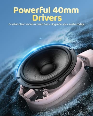 awatrue Kids Bluetooth Headphones, Over-Ear Wireless Headphones with Microphone, Safe-Volume 85dBA, Bluetooth 5.4, Foldable Lightweight and Comfortable, 50H Playtime, USB-C Charging, Pink - Image 2