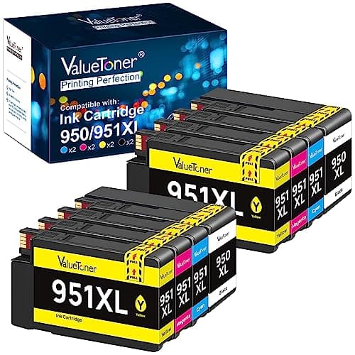 Valuetoner 950XL and 951XL Ink Cartridges 8-Pack Replacement for HP 950 951 Ink Cartridges Combo Pack Use for Officejet Pro 8600 8610 8620 8100 8615 8625 8630 8660 (2 Black 2 Cyan 2 Magenta 2 Yellow) - Image 1