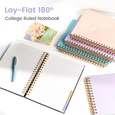 Hardcover Spiral Notebook with Tabs 8"x10" Large Spiral Lined Journals for Women with Dividers 240 Pages College Ruled Composition Notebook 5 Subject Notebook for Work, Back to School, Gifts, Purple - Image 5