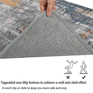 famibay Runner Rugs for Hallway 2x10 Runner Rug Non Slip Modern Hallway Rug Runner Printed Abstract Soft Low Pile Carpet Runners for Hallway Kitchen Entryway(Grey/Rust) - Image 4