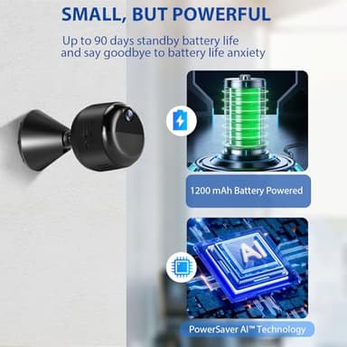 DTBIO Mini Camera,Wireless Indoor Camera for Home Security,1080P HD Small Cameras WiFi Nanny Cam with 90 Days Standby Battery Life,Auto Night Vision,AI Human Detection,Cloud & SD Storage, App Control - Image 3