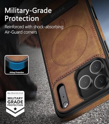 WTCASE Magnetic for iPhone 17 Pro Max Leather Case,Built-in Invisible Stand [Compatible with Magsafe] Protective Slim Kickstand Phone Cover for iPhone 17 Pro Max,Brown - Image 7