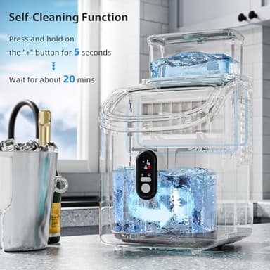 Electactic Countertop Ice Cube Maker Machine with External Water Tank,16Pcs/5Mins,34Lbs/Day,2 Ways to Add Water,Portable Compact Small Ice Maker with Self-Cleaning,Perfect for Home/Kitchen/Camping/RV - Image 7