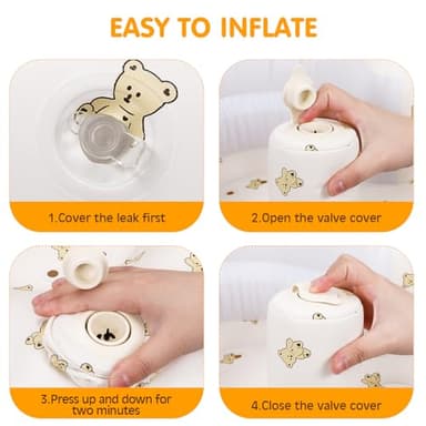 Momsnug Blow Up Seat for Baby, Inflatable Baby Chair 3 Months & Up, Chair for Babies Sitting Up with Built in Pump (Bear) - Image 6