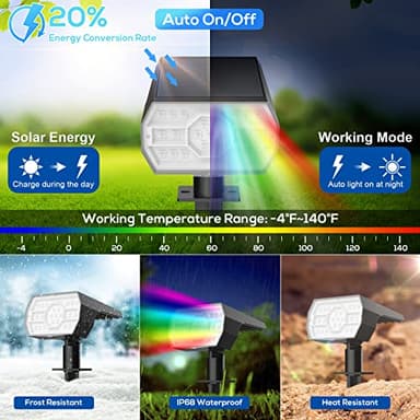 NYMPHY Solar Color Changing Lights, 7 Lighting Modes Solar Lights Outdoor Waterproof IP68, Multicolor RGB Outdoor Lights for Garden Yard Landscape Decorations- 4 Pack - Image 3