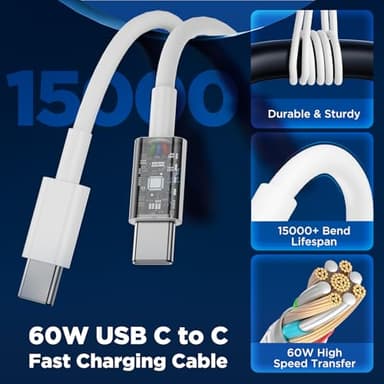 [6+10FT] iPhone 17 16 15 USB C Charger Fast Charging,40W Dual Port Fast Wall Charger Block with 6+10FT Long USB C Charging Cable Cord for iPhone 17/16/15 Pro Plus Pro Max, iPad Pro/Air, Samsung - Image 4