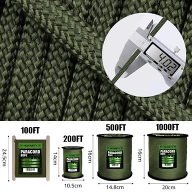 1000Ib Paracord Rope - 100ft / 200ft / 500ft / 1000ft 4mm,12 Strand Parachute Spool Cord,para Cord Lanyard for Camping,Hammock,Clothsline,Hiking,Fishing,Survival braceletand Survival - ArmyGreen 100FT - Image 5