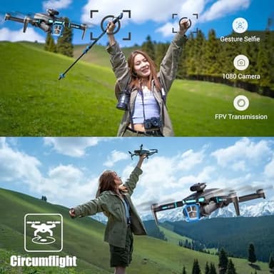 Drone with Camera 4k HD FPV Foldable Drone for Beginners, Quadcopter with Voice Gesture Control, One Key Take Off/Land, Optical Flow Positioning, 360° Flip, Waypoint Fly,2 Batteries - Image 5