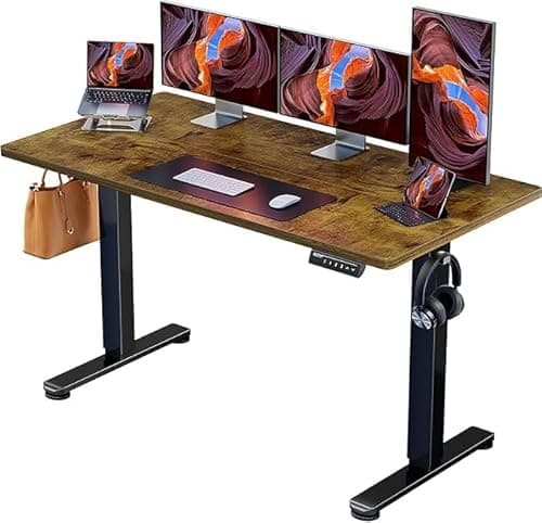 ErGear Electric Standing Desk, 55 x 27.5 inches, Height Adjustable Computer Desk with Memory Smart Panel, Vintage Brown - Image 1
