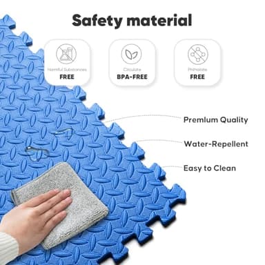 Home Gym Mat, Puzzle Exercise Mat, 1of EVA Interlocking Foam Floor Tiles for Home Workout Equipment and Kids' Play Areas - Grey, 24 in x 24 in x ½ in - 32 Tiles (Grey, 32 Pack 128 sq ft) - Image 2