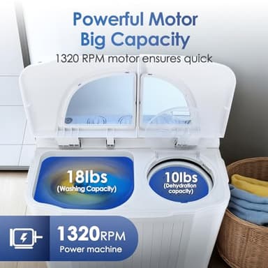 Anypro Portable Clothes Washing Machine, Twin Tub 28 Lbs Capacity Compact Mini Small Laundry Washer and Dryer Combo 2 In 1 Washer (18 Lbs) & Spinner (10 Lbs) for Apartments, Dorms, RV, Camping - Image 4