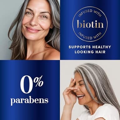 Hair Biology Biotin-Infused Purple Shampoo and Conditioner Set for Grey Hair, Anti-Brassiness, Moisturizing, Color-Safe, Silver & Glowing, Corrects Yellow Tones, 12.8 Fl Oz Each, 2 Pack - Image 5