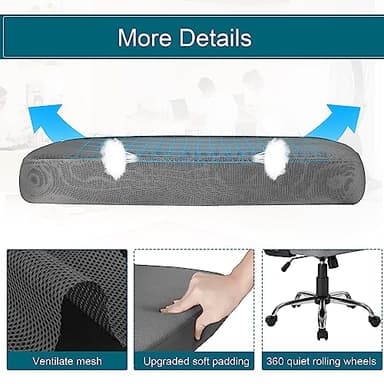 VECELO High Back Mesh Office Desk Chai with Lumbar Support & Headrest, 360° Swivel Wheels, Flip-up Armrest, Height Adjustable - Image 5