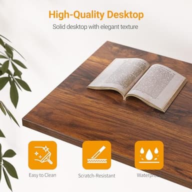 CubiCubi L Shaped Desk, 47 Inch Computer Desk with Reversible Storage Shelves Home Office Corner Desk Study Writing Table, Deep Brown - Image 8