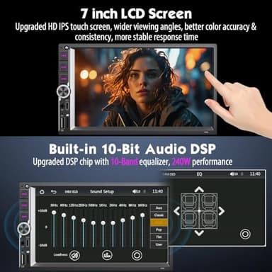 [Ready for IOS26] 7" Wireless Apple CarPlay & Android Auto Double Din Car Stereo - 240W High-Power Sound, Touchscreen Bluetooth Receiver with USB-C/AUX/TF Ports, RDS/FM/AM Radio, MirrorLink HD Display - Image 4