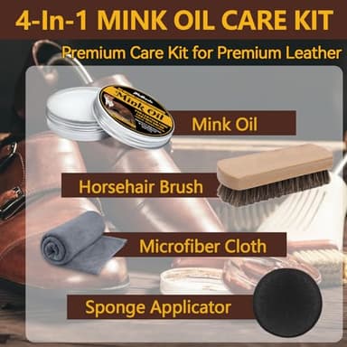 Mink Oil for Leather Boots, Leather Conditioner and Cleaner 3.52 oz, Leather Boot Care Kit, Leather Boot Conditioner for Premium Waterproof Formula to Soften & Restore Shoes, Leather Furniture - Image 8