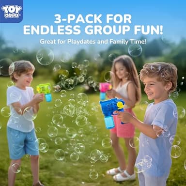 TOY Life 3 Pack Bubble Guns for Kids, Automatic Bubble Blower, Leakproof & Lightweight, Outdoor Summer Toys for Beach Travel, Easter Basket Stuffer, Party Favor, Birthday Gift for Toddlers Boys Girls - Image 2