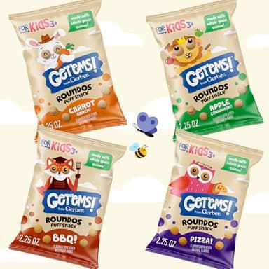 Get'ems! from Gerber, Snacks for Kids, Carrot Ranch Roundos Puffs, Made with Whole Grain Quinoa, Calcium to Support Strong Bones - 5 pack - Image 8