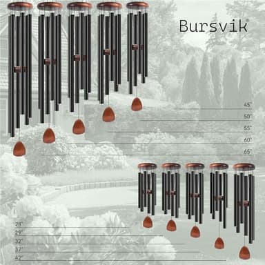 Bursvik Large Aluminium Wind Chimes 37" Inches to Create a Zen Atmosphere Suitable for Outdoor, Garden, Patio Decoration. Classic Black Wind Chimes with Wind Catcher Suitable as A Gift for Unisex - Image 2