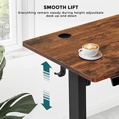 SMUG Standing Desk, 40 x 24 in Electric Height Adjustable Computer Desk Home Office Desks Sit Stand up Desk Computer Table with Memory Controller/Headphone Hook, Rustic Brown - Image 4