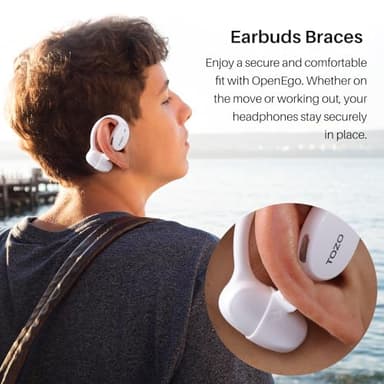 TOZO OpenEgo True Wireless Open Ear Headphone, 5.3 Bluetooth Sport Earbuds with Earhooks for 80H Playback with Digital Display, 32 EQ Modes Dual Mic Clear Call Sweat-Proof for Running Workout White - Image 8