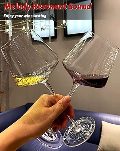 Physkoa 18oz Red Wine Glasses Set of 4-LeadFree Crystal Wine Glass with Tall Long Stem【Hand Blown Italian Style】 Stemmed Square Wine Glasses Gifts for Home Party - Image 3