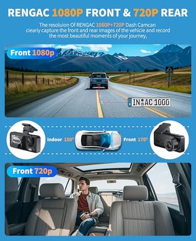 Dash Cam for Car, Front Dual Channel Dash Cam WiFi, Dash Camera for Cars 2.0" IPS Screen, App Control, G-Sensor, Loop Recording, 170° Wide Angle, Night Vision, Parking Mode - Image 3