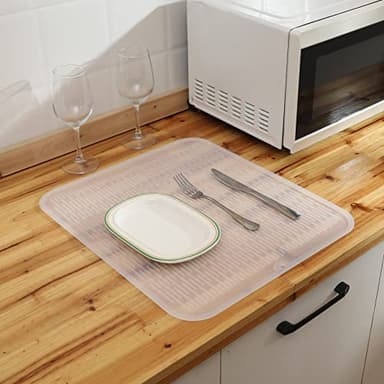 MicoYang Silicone Dish Drying Mat for Multiple Usage,Easy clean,Eco-friendly,Heat-resistant Silicone Mat for Kitchen Counter or Sink,Refrigerator or Drawer Liner Translucent XL 18 inches x 16 inches - Image 8