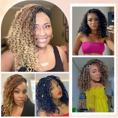 8 Packs Crochet Box Braids-10 Inch Boho Box Braids Crochet Braids Hair Bohomian Box Braid Crochet Hair Synthetic Braiding Hair Goddess Box Braids Crochet Hair for Black Women (1B/30/27) - Image 2