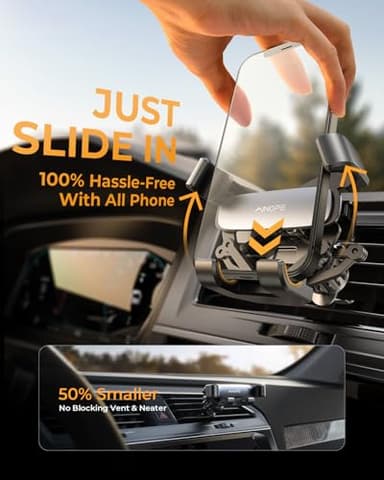 AINOPE for iPhone 17 Pro Max Car Mount Phone Holders for Your Car [Slide Design] Air Vent Phone Mount [Top Clamp] Cell Phone Holder Car Interior Accessories for iPhone Air 17 Pro Max 16 Samsung S25 - Image 2