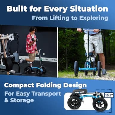 KneeRover Quad All Terrain Knee Scooter for Adults for Foot Surgery Heavy Duty Knee Walker for Broken Ankle Foot Injuries Recovery - Leg Scooter Best Knee Crutch Alternative (Metallic Blue) - Image 6