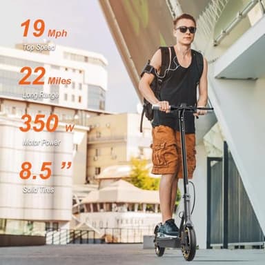 NAVIC T5 Electric Scooter Adult, 350W,Max Speed 19Mph, Long Range 22Miles, Foldable E-Scooter for Adults, Escooter Adults with App Control, Dual Braking - Image 3