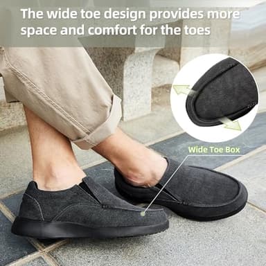 OrthoComfoot Men's Orthopedic Comfortable Casual Loafers, Diabetic Supportive Shoes, Soft Plantar Fasciitis Arch Support Deck Shoes Black Size 9 - Image 8