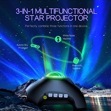 Northern Galaxy Light Aurora Projector with 33 Light Effects, LED Star Projector for Bedroom Nebula Lamp, Remote Control, White Noises, Bluetooth Speaker for Parties - Image 2