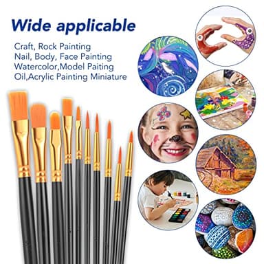 ESRICH Acrylic Paint Brushes Set,8Packs /80 Pcs Black Nylon Paintbrushes, Suitable for Acrylic Oil Watercolor Rock Body Face Nail Art,Perfect Suit of Art Painting, Best Gift for Kids Adult Drawing - Image 5