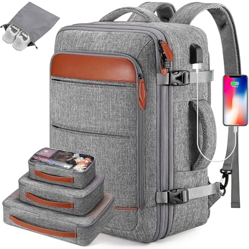 Bagsure Travel Backpack Carry On Backpack 42L Flight Approved, Expandable Laptop Backpack with Packing Cubes & Shoe Pocket, Water Resistant Luggage Backpack for Men Women, TSA Approved, Large Backpack - Image 1