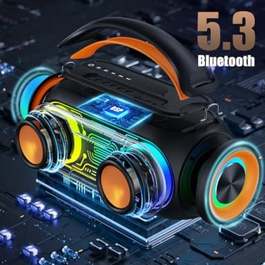 PPMIC Karaoke Machine with 2 Wireless Microphones, 36H Playtime, IPX5 Waterproof, Magic Voice, Portable Bluetooth Speaker for Home/Outdoor/Beach Parties - Image 5