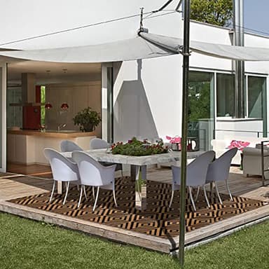 Ridota Reversible Mats, Outdoor Patio Rugs, Plastic Straw Rug, Modern Area Rug, Floor Mat for Outdoors, RV, Patio, Backyard, Deck, Picnic, Beach, Trailer, Camping (Diamond Black & Brown, 5' x 8') - Image 7