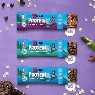 Zbar Protein - Chocolate Chip, Chocolate Mint, and Cookies 'n Creme - Variety Pack - Crispy Snack Bars - Made with Organic Oats - Non-GMO - 5g Protein - Gluten Free Protein Bars (18 Pack) - Image 2