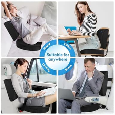 CloudBliss Seat Cushion,Office Chair Cushion,Car Seat Cushions,Lumbar Support Pillow for Office Chair,Back Support Memory Foam Pillow Coccyx Cushions for Tailbone Pain,Sciatica Back Pain Relief Black - Image 7