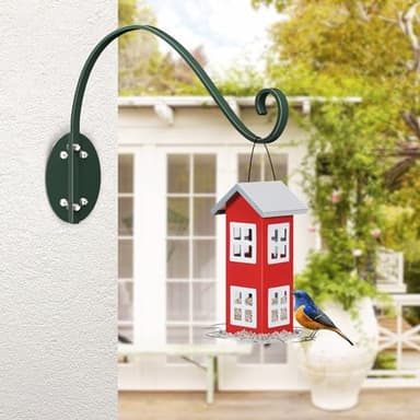 2-Pack 16” Plant Hanger Bracket: Heavy-Duty Plant Hangers Outdoor - Hand-Forged Wrought Iron Plant Hanging Hooks Bird Feeder Hanger - Green Curved Wall Hooks for Baskets, Flower, Indoor & Outdoor - Image 6