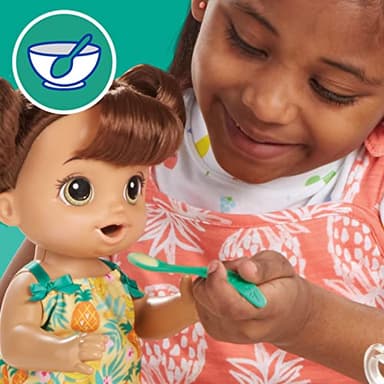 Baby Alive Magical Mixer Baby Doll Tropical Treat with Blender Accessories, Drinks, Wets, Eats, Brown Hair Toy for Kids Ages 3 and Up - Image 3