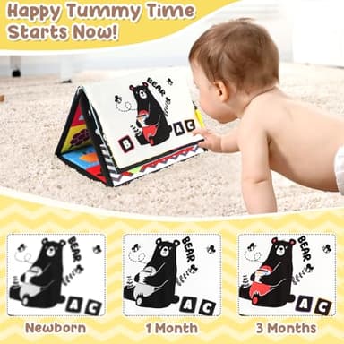 URMYWO Tummy Time Toy - Black and White High Contrast Baby Toys for Newborn - Baby Visual Stimulation Mirror - Montessori Sensory Crinkle Toy for Infant 0-3-6-12 Months - Shower Gift for Boy Girl - Image 4
