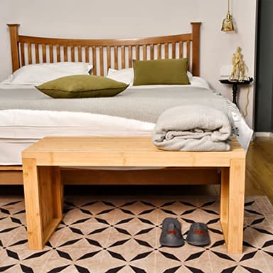 APRTAT Bamboo Dining Bench, 35 Inch Farmhouse Decor Indoor Kitchen Table Bench with Outdoor & Entryway Functionality - Image 6