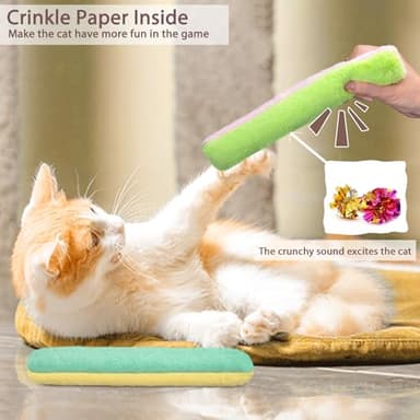 Retro Shaw Cat Toys Kicker Pillows 3Pcs, Refillable Catnip Toys with Crinkle Sound Inside, Interactive Indoor Cat Nip Kitty Kick Sticks for Kitten 10.1 Inches - Image 3