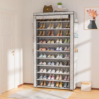 OYREL Shoe Rack 10Tier Large Capacity 50-56Pairs Beautiful Tall Shoe Shelf Free Standing Storage Cabinet Entryway Closet - Image 7
