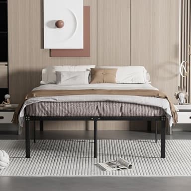 VECELO 18" Full Size Metal Platform Tall Bed Frame,Heavy Duty Steel Slat/Easy Assembly Mattress Foundation/No Box Spring Needed - Image 2