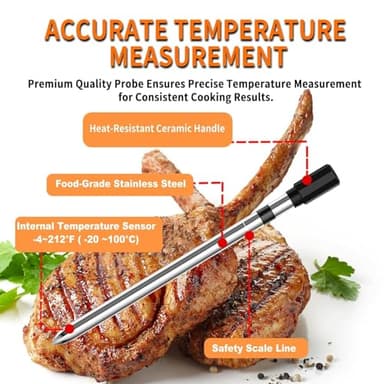 PRAVETTE Smart Bluetooth Meat Thermometer - Long Range Wireless Food Thermometer, Digital Meat Thermometer with Dual Probes for BBQ Grill, Oven, Smoker, Air Fryer - Image 3